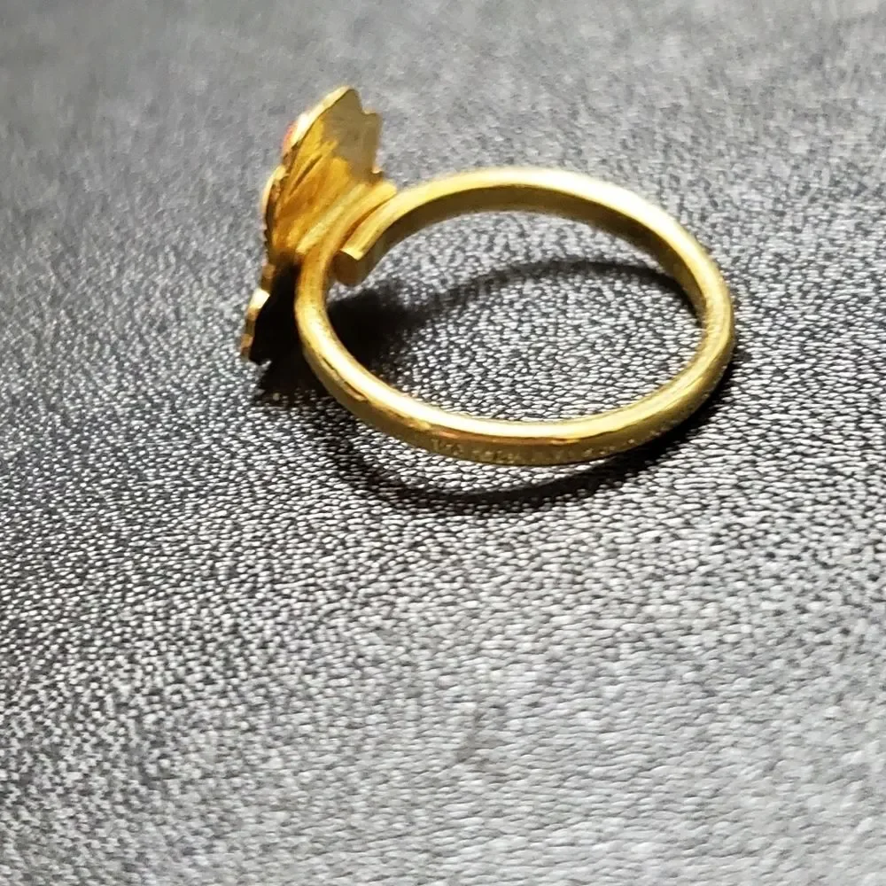 Child's gold tone red and cream Santa ring adjustable